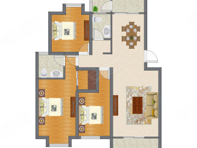 3室2厅 121.00平米户型图