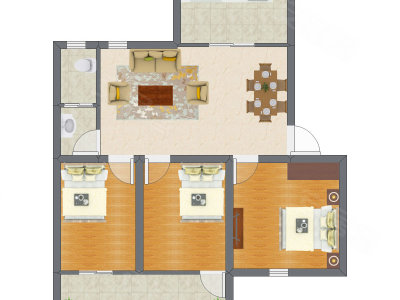 3室2厅 64.82平米