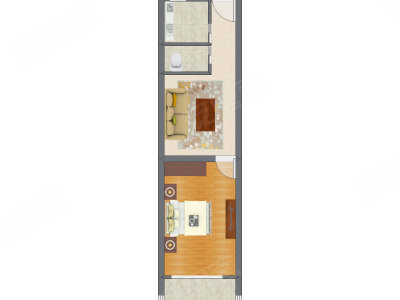 1室1厅 49.51平米户型图