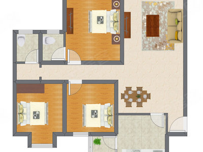 3室2厅 124.60平米户型图