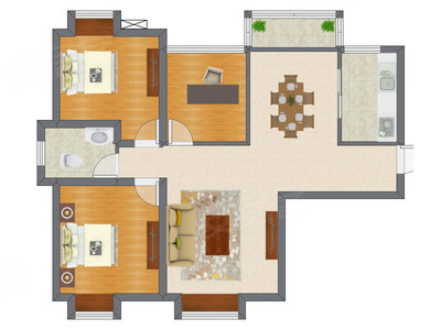 2室2厅 99.98平米户型图