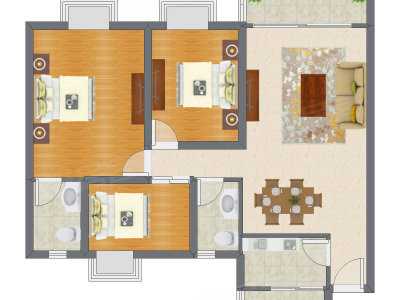 3室2厅 101.97平米