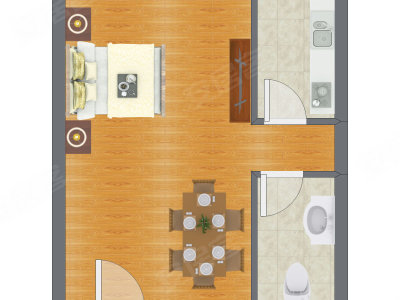 1室0厅 43.83平米户型图
