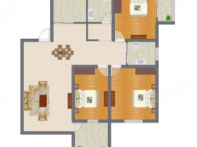 3室2厅 104.40平米