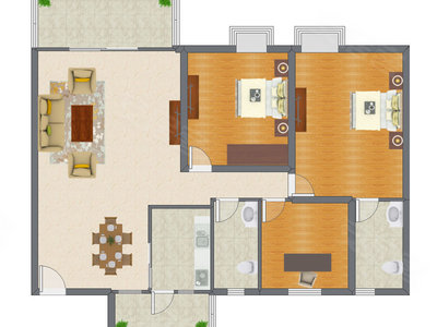 3室2厅 161.00平米户型图