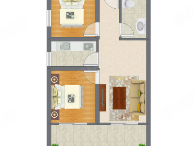 2室1厅 59.50平米户型图