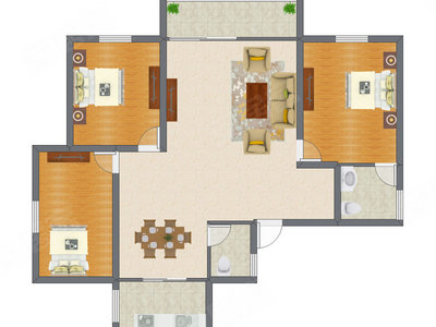 3室2厅 113.38平米户型图