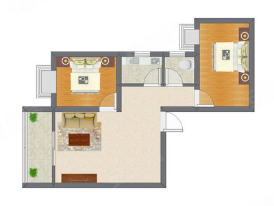 2室1厅 80.60平米户型图