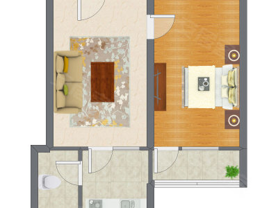 1室1厅 54.17平米户型图