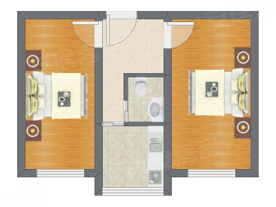 2室1厅 50.40平米
