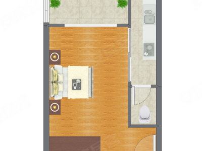 1室0厅 48.16平米户型图