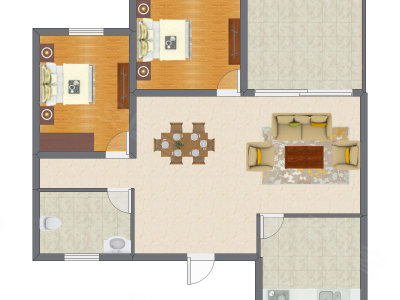 2室2厅 94.41平米户型图