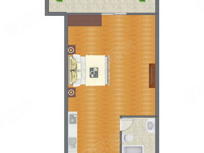 1室1厅 59.62平米户型图