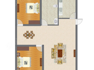 2室1厅 75.51平米