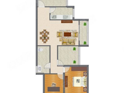 2室2厅 73.08平米