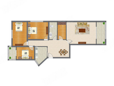3室2厅 145.53平米户型图