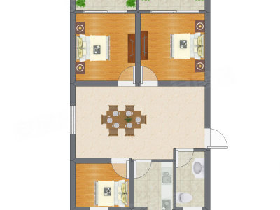 3室1厅 54.26平米