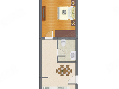 1室1厅 48.10平米户型图