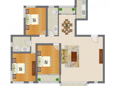 3室2厅 144.01平米户型图