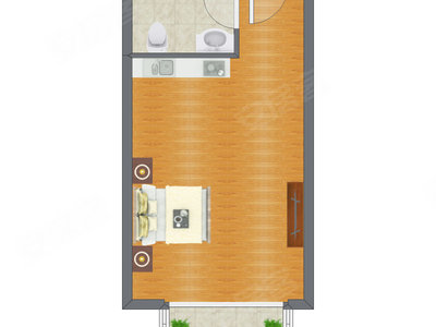 1室0厅 55.36平米户型图