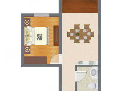 1室1厅 40.85平米户型图