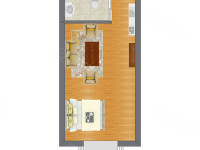 1室1厅 18.79平米户型图