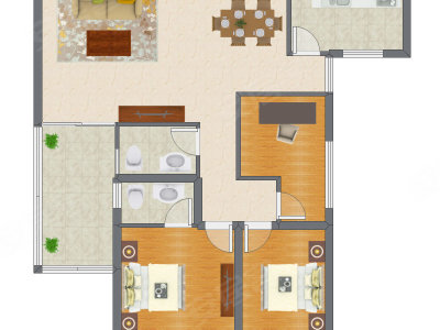 3室2厅 98.40平米