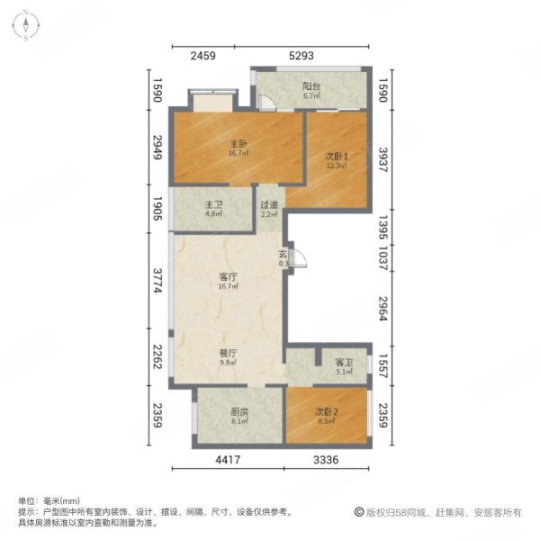 华润悦府一区3室2厅2卫109㎡南北438万