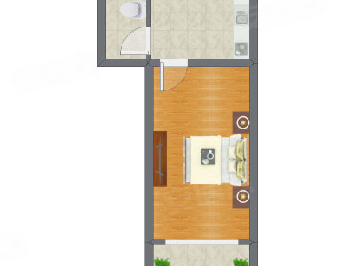 1室0厅 35.39平米户型图
