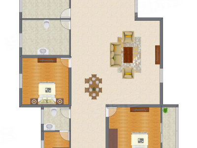 2室2厅 121.00平米户型图
