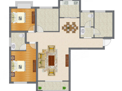 2室2厅 102.70平米户型图