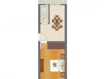 1室1厅 41.33平米户型图