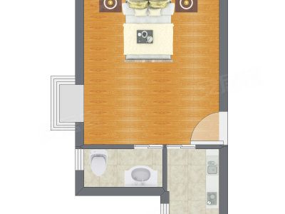 1室0厅 25.70平米户型图