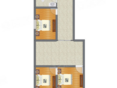 1室1厅 61.87平米户型图