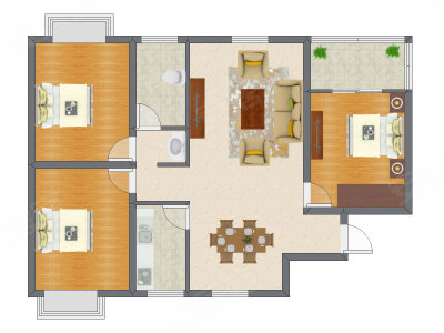 3室2厅 83.57平米