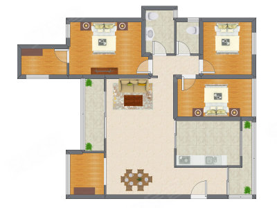 3室2厅 128.65平米