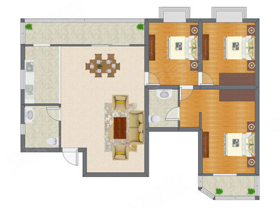 3室2厅 159.03平米户型图