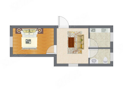 1室1厅 22.90平米户型图