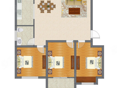 3室2厅 105.97平米