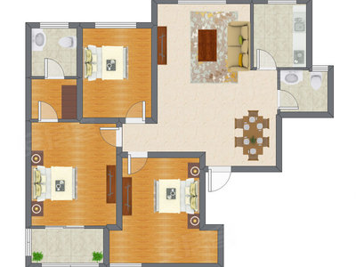3室2厅 90.77平米