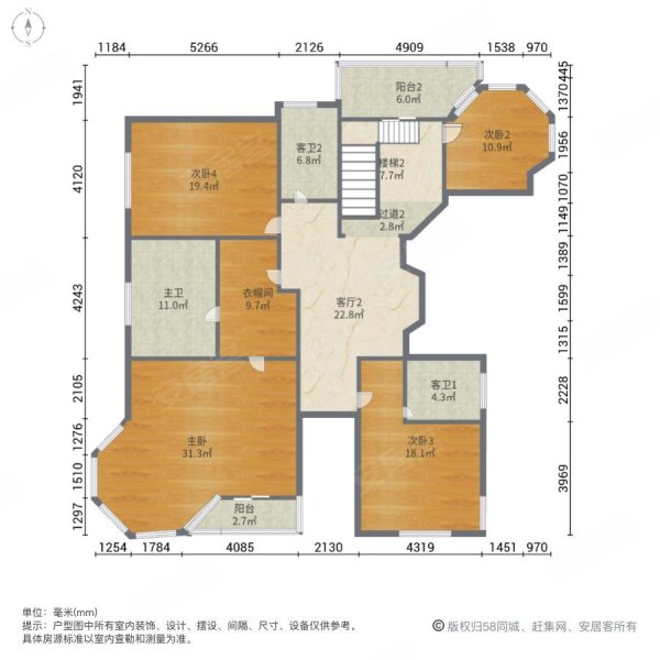 大豪山林别墅5室3厅5卫481㎡南北3700万