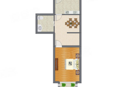 1室1厅 59.93平米户型图