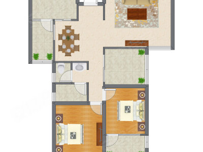 2室2厅 94.71平米户型图
