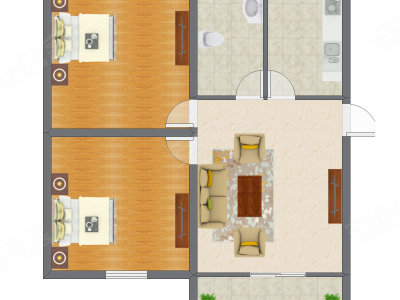 2室1厅 55.65平米