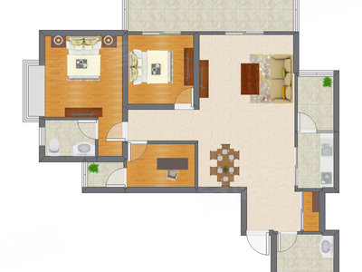 3室2厅 111.59平米户型图