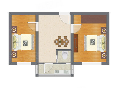 2室1厅 56.20平米户型图