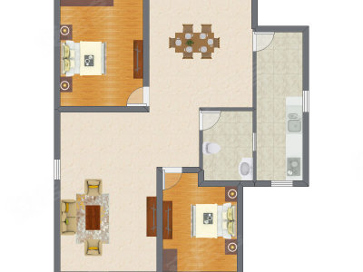 2室1厅 97.03平米户型图