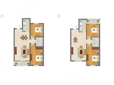 2室2厅 87.36平米户型图