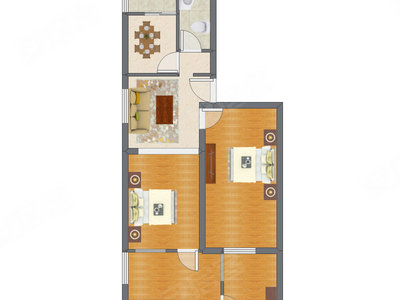 2室2厅 73.86平米户型图