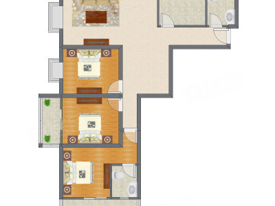 3室1厅 136.55平米户型图